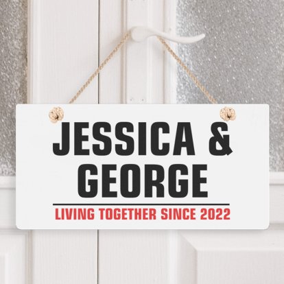 Personalised Wooden Hanging Sign - Couple 