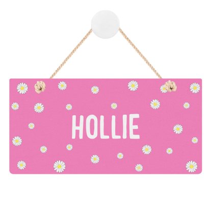 Personalised Wooden Hanging Sign - Daisy Design