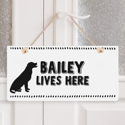 Personalised Wooden Hanging Sign - Dog's Home 