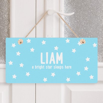 Personalised Wooden Hanging Sign - Stars Design 