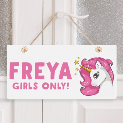 Personalised Wooden Hanging Sign - Unicorn 