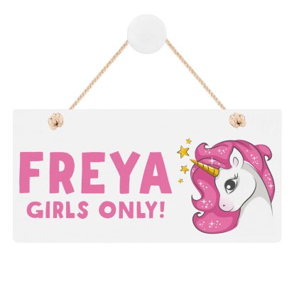 Personalised Wooden Hanging Sign - Unicorn