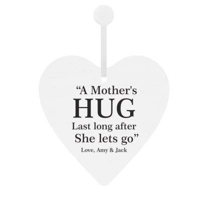 Personalised Wooden Heart Keepsake - A Mother's Hug