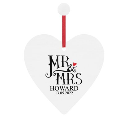 Personalised Wooden Heart Keepsake - Mr & Mrs