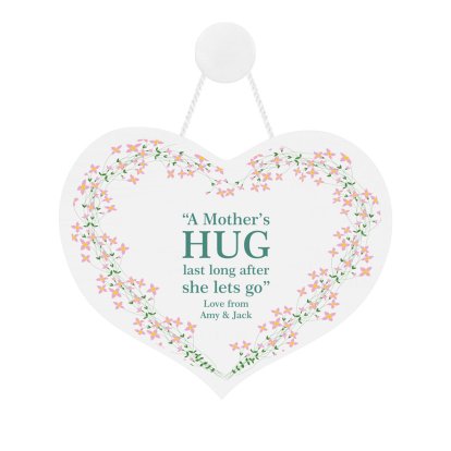 Personalised Wooden Heart Sign - Hug
