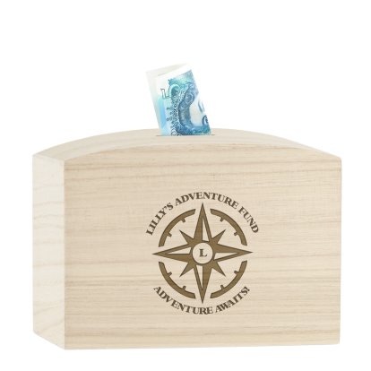 Personalised Wooden Money Box - Adventurer