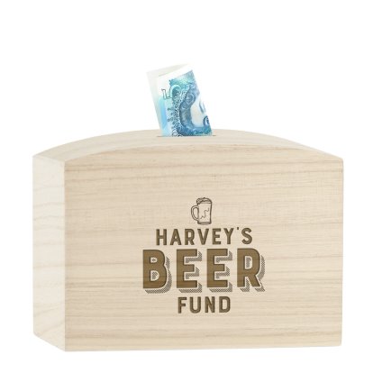 Personalised Wooden Money Box - Beer Fund