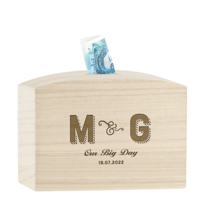 Personalised Wooden Money Box - Our Big Day