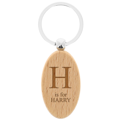 Personalised Wooden Oval Keyring 