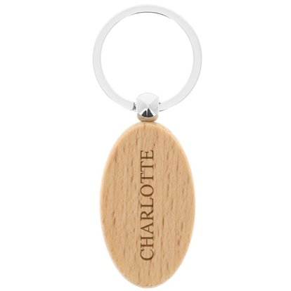 Personalised Wooden Oval Keyring - Any Name