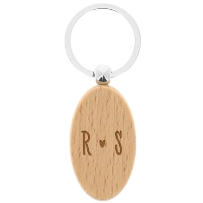 Personalised Wooden Oval Keyring - Initials