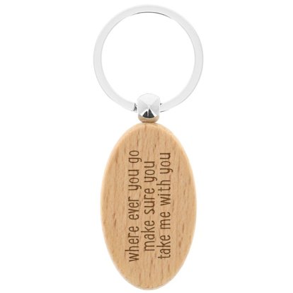 Personalised Wooden Oval Keyring - Message