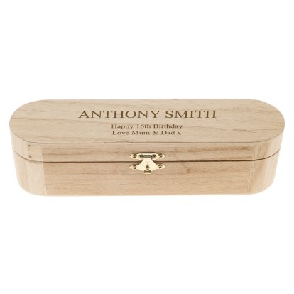 Personalised Wooden Pencil Box - For Him 