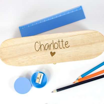 Personalised Wooden Pencil Box for Girls