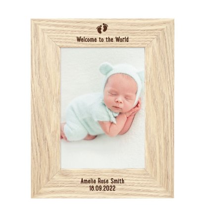 Personalised Wooden Photo Frame - Baby Footprints