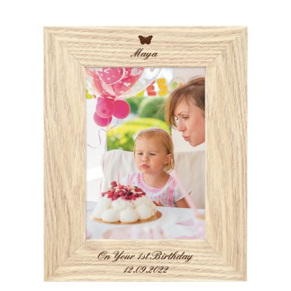 Personalised Wooden Photo Frame - Butterfly Design