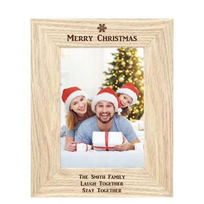 Personalised Wooden Photo Frame - Christmas Snowflake