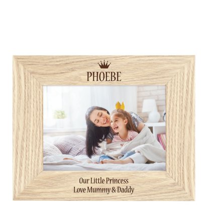 Personalised Wooden Photo Frame - Crown Design