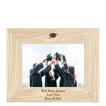 Personalised Wooden Photo Frame - Graduation Hat