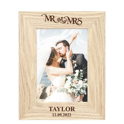 Personalised Wooden Photo Frame - Mr & Mrs