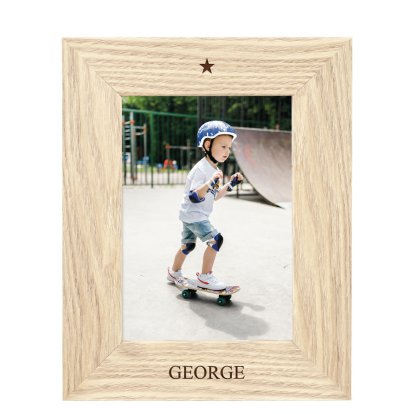 Personalised Wooden Photo Frame - Star & Name