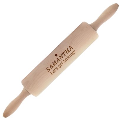 Personalised Wooden Rolling Pin - Lets Get Baking