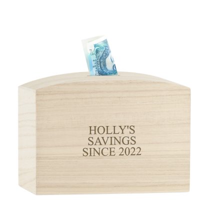 Personalised Wooden Savings Money Box