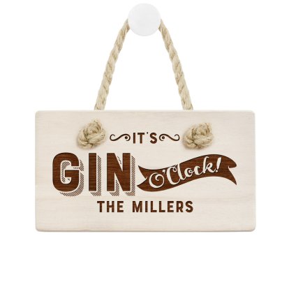 Personalised Wooden Sign - Gin O'Clock