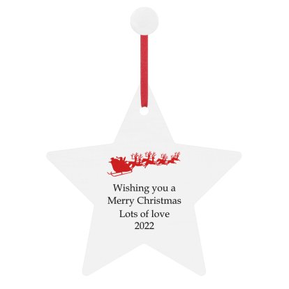Personalised Wooden Star Decoration - Sleigh