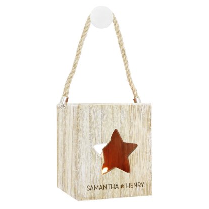 Personalised Wooden Star Lantern - Couple Names