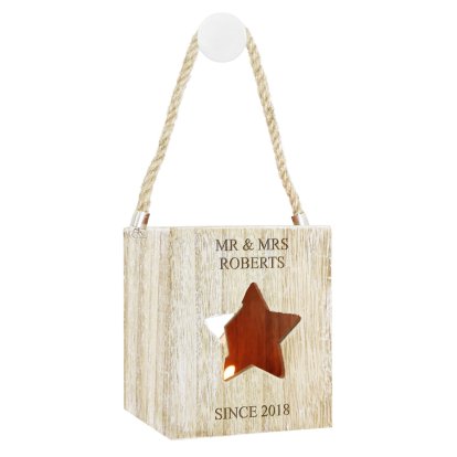 Personalised Wooden Star Lantern - Since