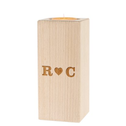 Personalised Wooden Tealight Holder - Couples Initials