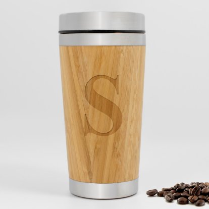 Personalised Wooden Travel Mug - Initial 