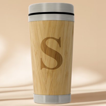 Personalised Wooden Travel Mug - Initial