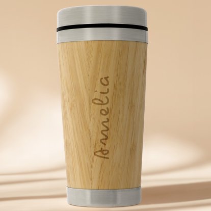 Personalised Wooden Travel Mug - Name