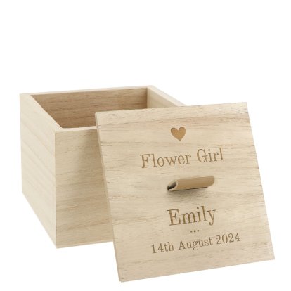 Personalised Wooden Trinket Box - Flower Girl