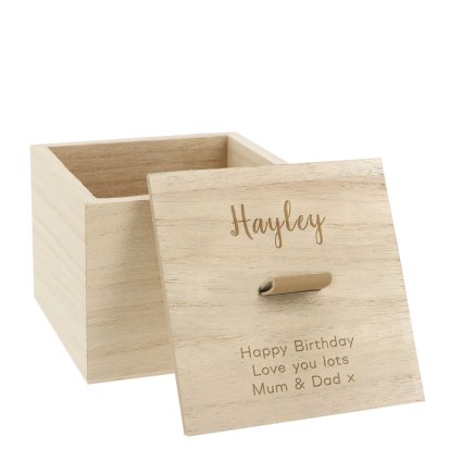 Personalised Wooden Trinket Box - Name & Message