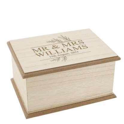Personalised Wooden Wedding Keepsake Box For Couples