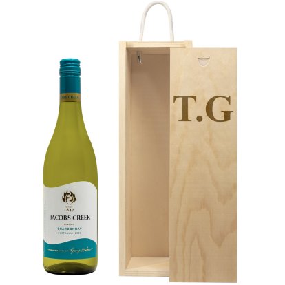 Personalised Wooden Wine Box - Initials