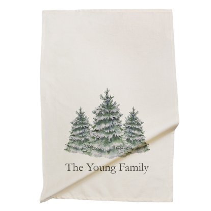 Personalised Xmas Winter Forest Tea Towel