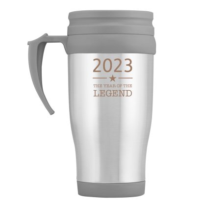 Personalised Year of The Legend Double Walled Silver Travel Mug