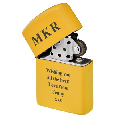 Personalised Yellow Lighter - Initials & Message
