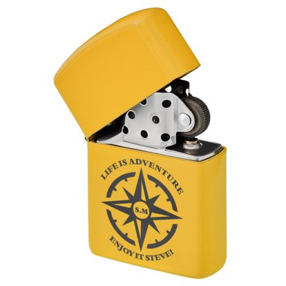 Personalised Yellow Lighter - Life is Adventure