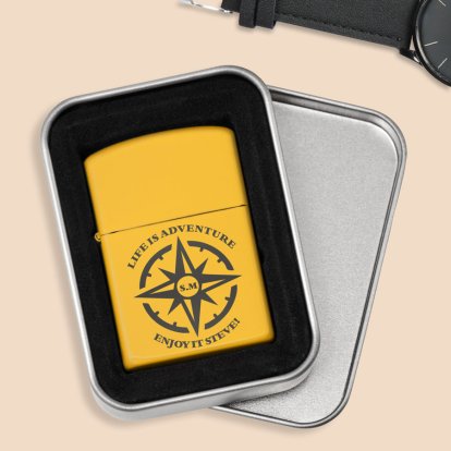 Personalised Yellow Lighter - Life is Adventure