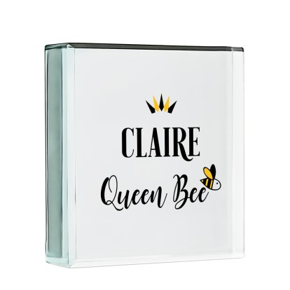 Personalised Glass Block - Queen Bee