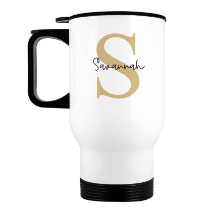 Personalised Double Walled Travel Mug - Name & Initial