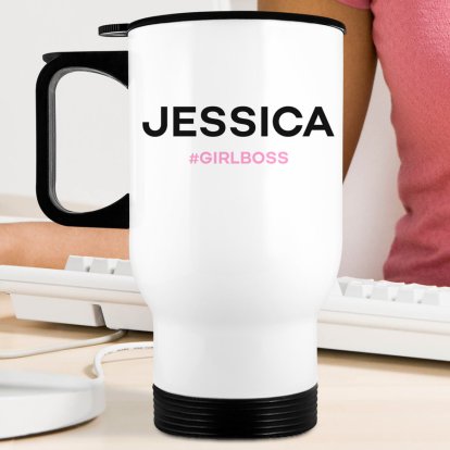 Personalised Double Walled Travel Mug - Name & Message 