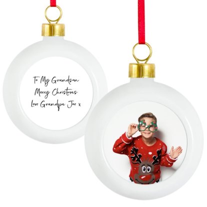 Photo & Text Christmas Bauble