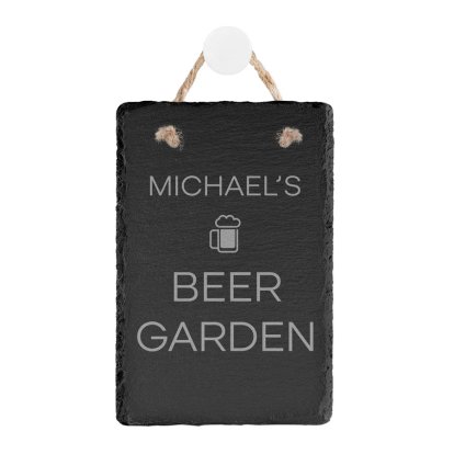 Portrait Hanging Slate Sign - Beer Garden