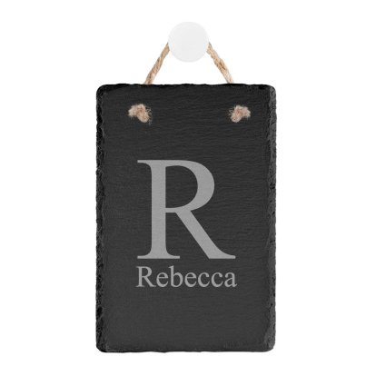 Portrait Hanging Slate Sign - Initial & Name